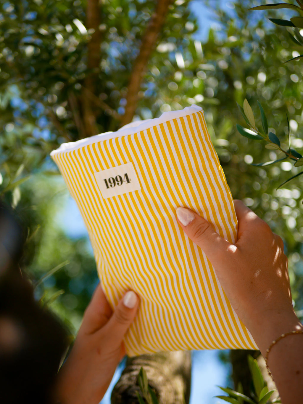Pochettes à livres jaune à rayures