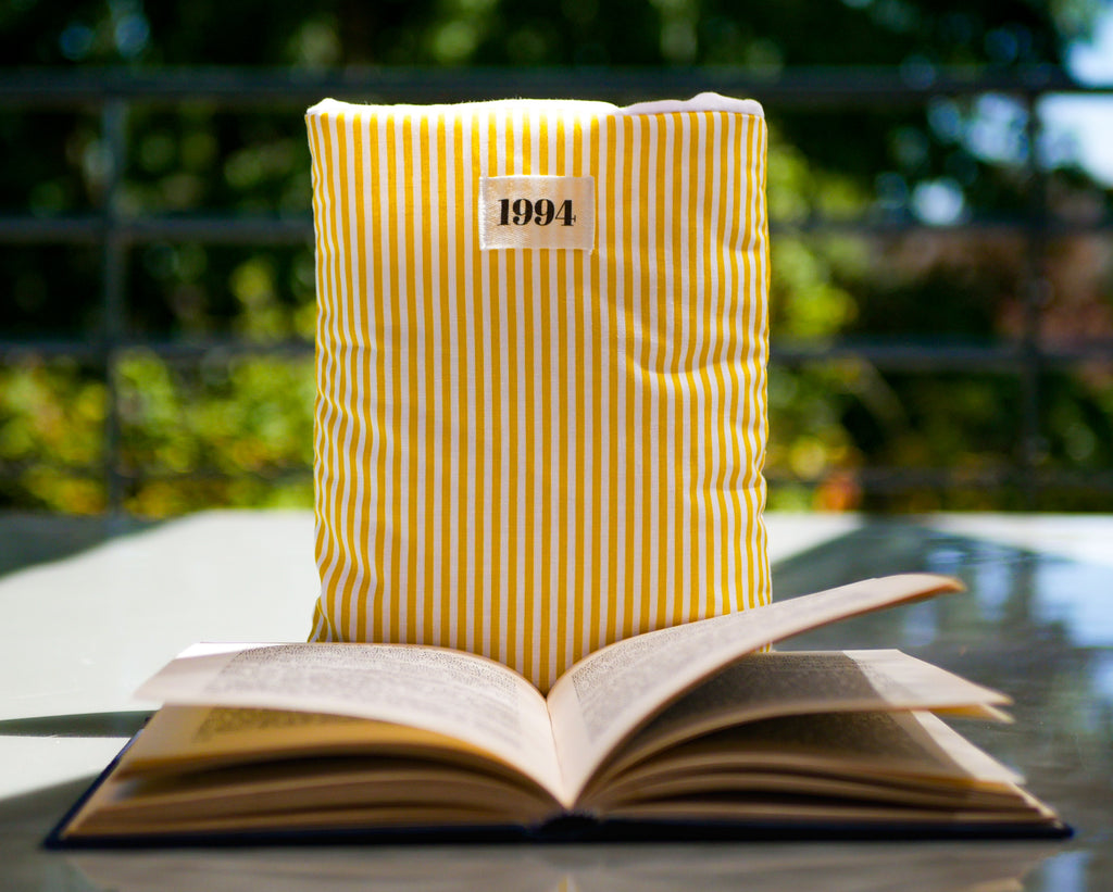 Pochettes à livres jaune à rayures