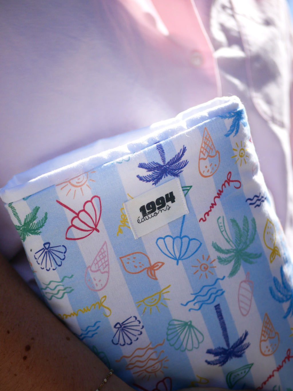 Pochettes à livres bleu et blanc - motifs plage