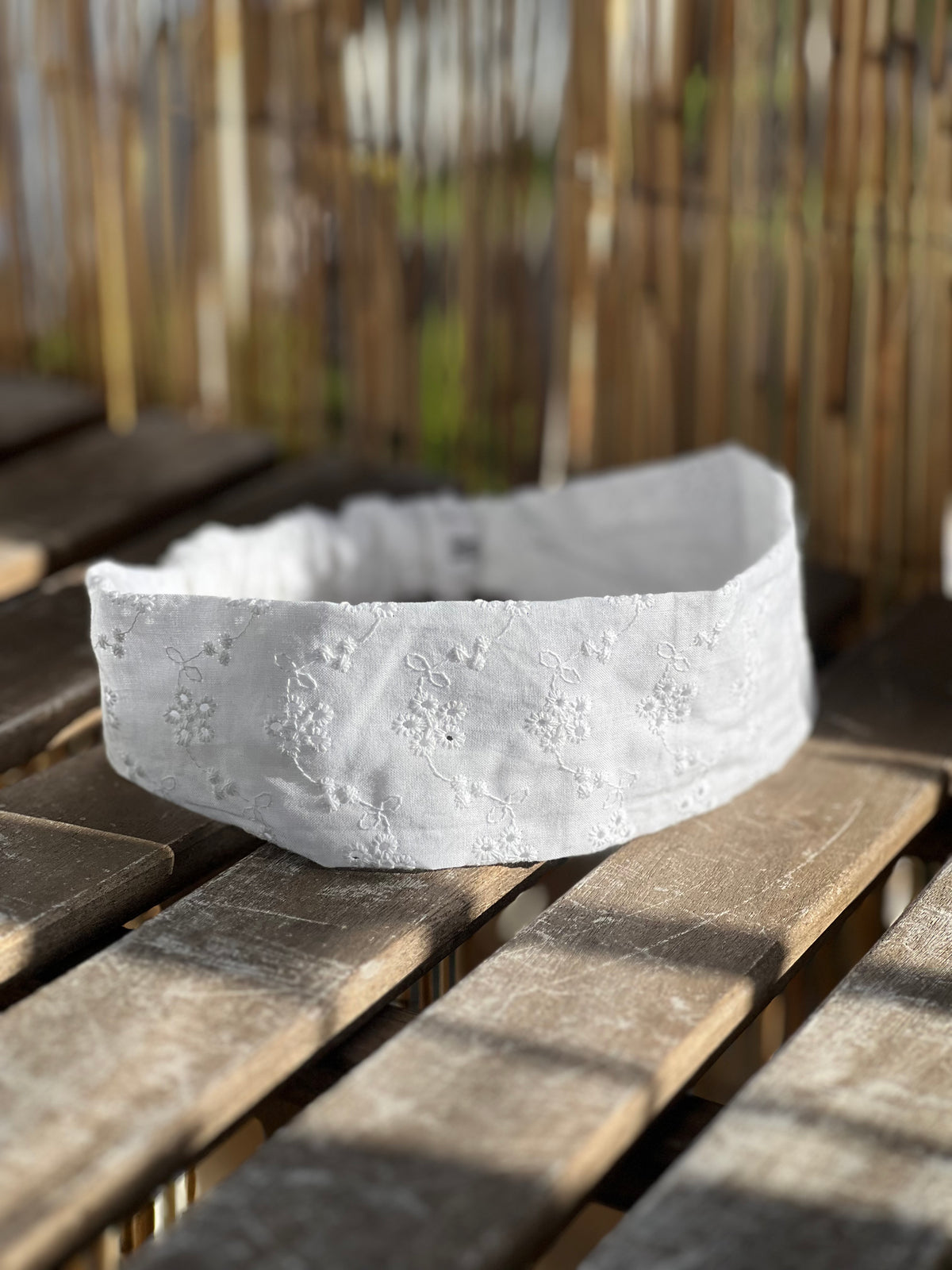 Bandeau broderie anglaise blanche