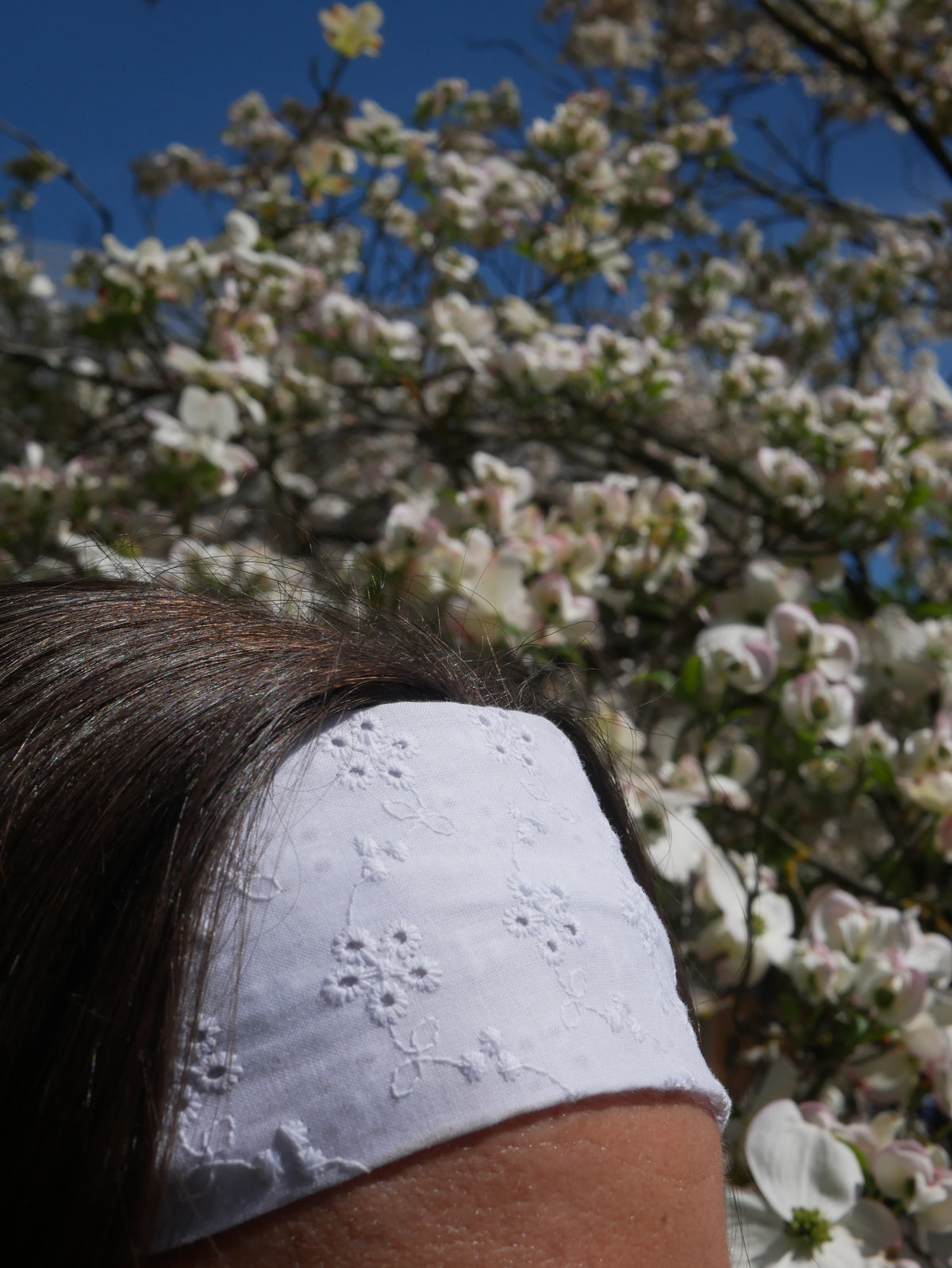 Bandeau broderie anglaise blanche