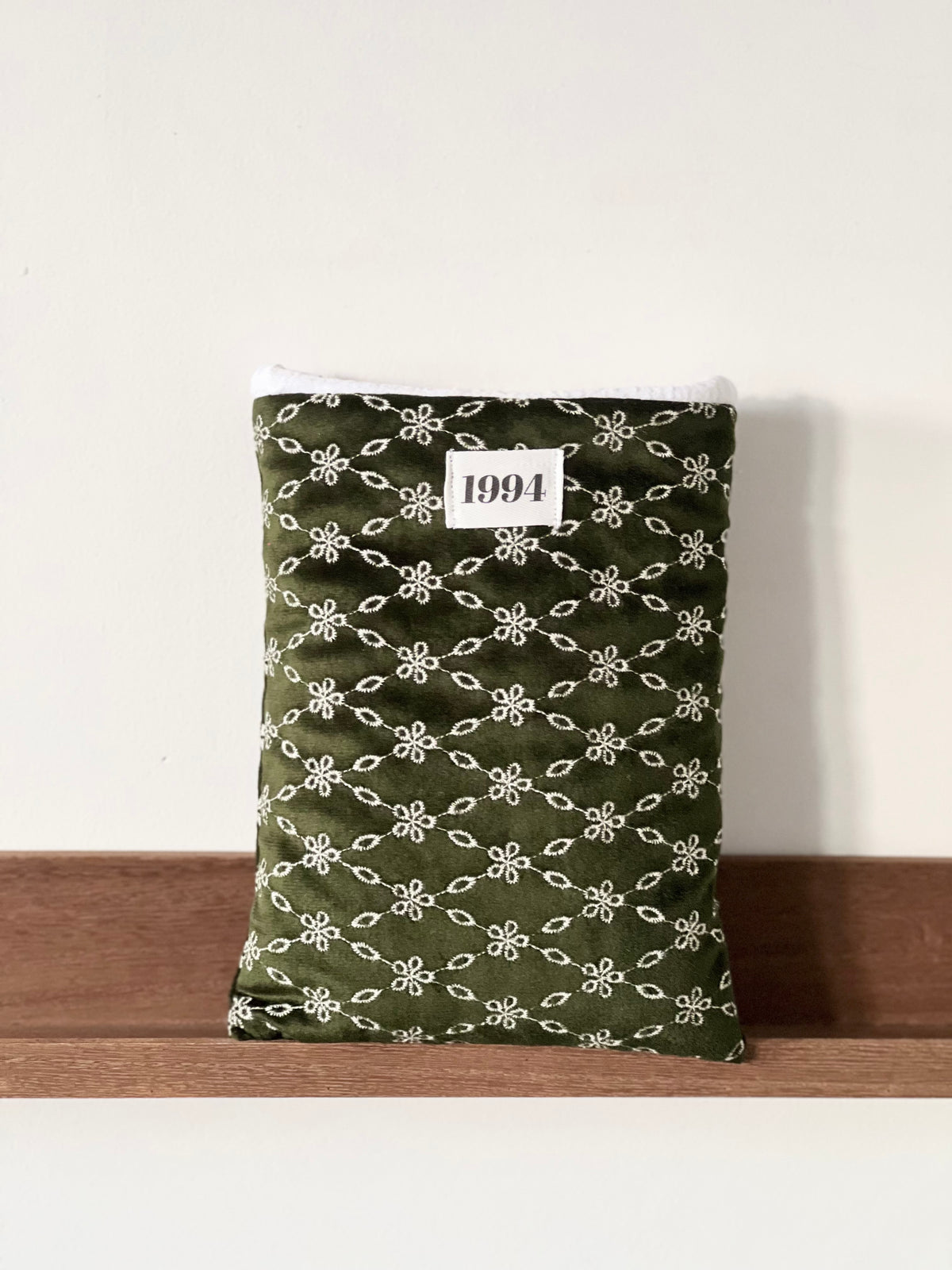 Pochettes à livres velours vert brodé